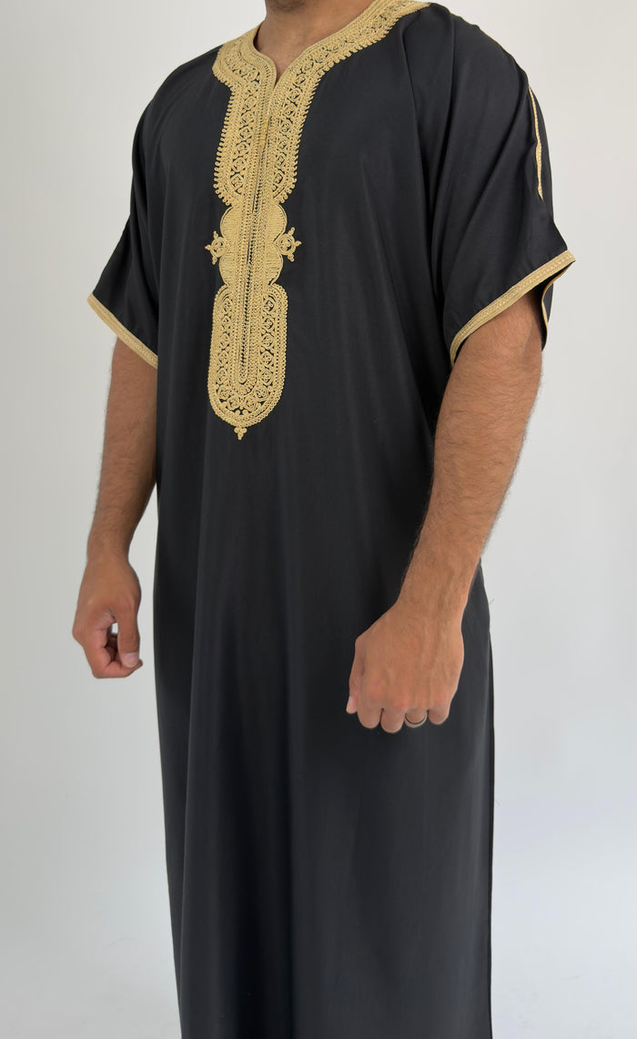 Black & Gold Moroccan Thobe